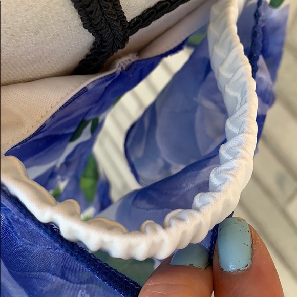 ❌DONATED❌Royal Blue White Floral Off Shoulders Ruffled Lined Maxi Dress - Picture 11 of 17